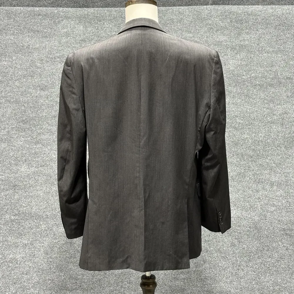 Calvin Klein Blazer Mens 46L Gray 100% Wool 3 Button Notch Lapel Sport Coat